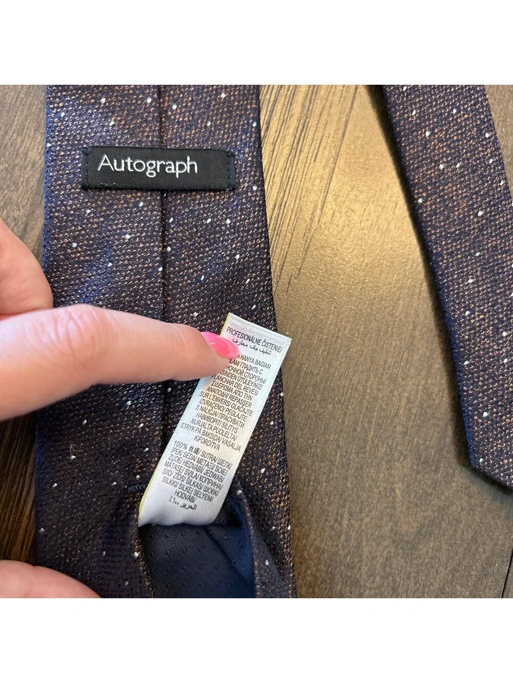 Autograph M&S 100% Silk Tie Navy Blue Textured NWOT